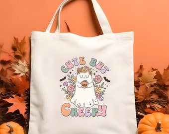 Cute But Creepy Tote Bag,Funny Halloween Tote Bag,Cute Ghost Tote Bag,Halloween Tote Bag,Halloween Gift