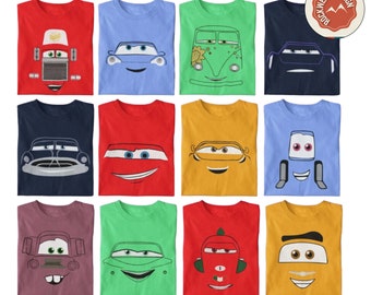 Cars Costume Matching Shirt,Funny Cars Face Outline Family Matching Shirt,Cars Group Shirt,Car Lover Tee,Race Car Movie Character