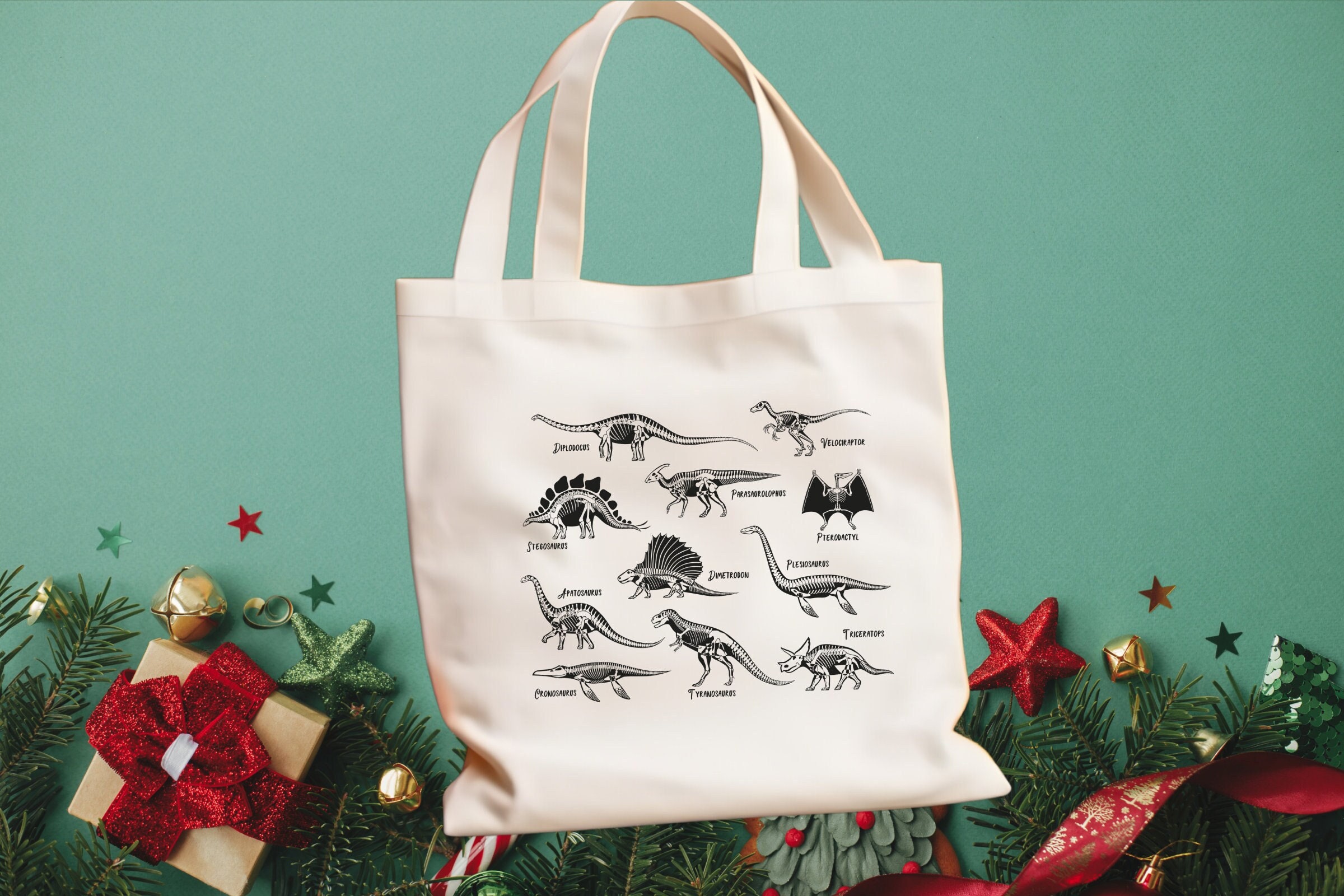 Dinosaur Skeleton Tote,Dinosaur Kinds Tote,Dinosaur Lover Gift,Paleontology Tote,Aesthetic Purse