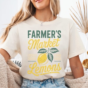 Farmers Market Lemons T-Shirt Retro, Lemonade Stand Homemade Farm Fresh Shirt, Boho Cottagecore Lemon Tee, Summer Gardening Gift Lemon Lover