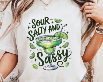 Funny Pickle Margarita Shirt, Cocktail Lover T-Shirt BBQ, Girls Night Out Outfit, Summer Party Lime Cocktail Shirt, Sour Salty Sassy Tee