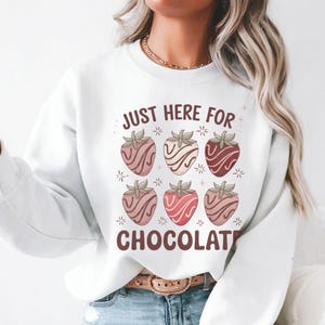 Chocolate Lover sweater foodie moeder zoetekauw cadeau, schattige chocolade aardbei shirt gezellig introvert, lente picknick bessen trui