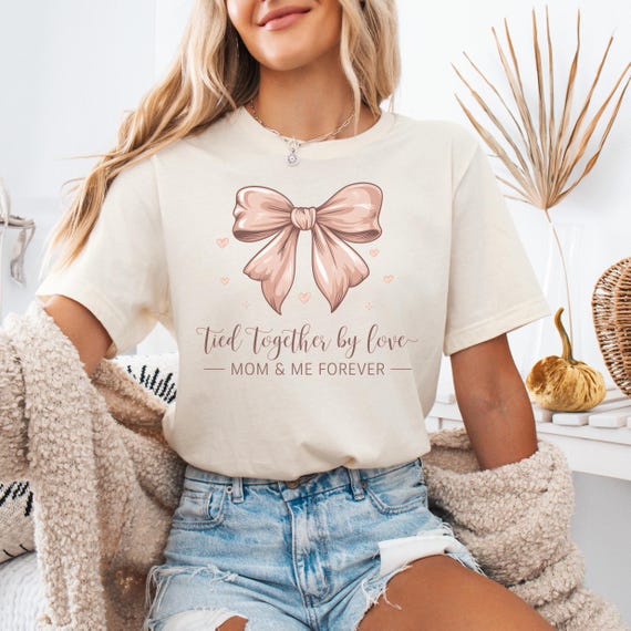 First Time Mom Gift Mothersday Momma Sweatshirt, Mum and Me Matching TShirt, Cute Bow Expecting Mom Gift, Daughter Gift Idea Shirt Bonus Mom