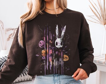 Felpa di Pasqua spettrale, maglione di Halloween con coniglietto, maglietta con coniglietto gotico, estetica horror vintage, regalo con coniglietto inquietante, pullover Dark Academia