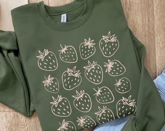 Sudadera Strawberry Garden, estilo cottagecore boho moderno, jersey de verano para recoger fruta, conjunto bonito de Berry Patch Farm, camiseta del festival de la fresa