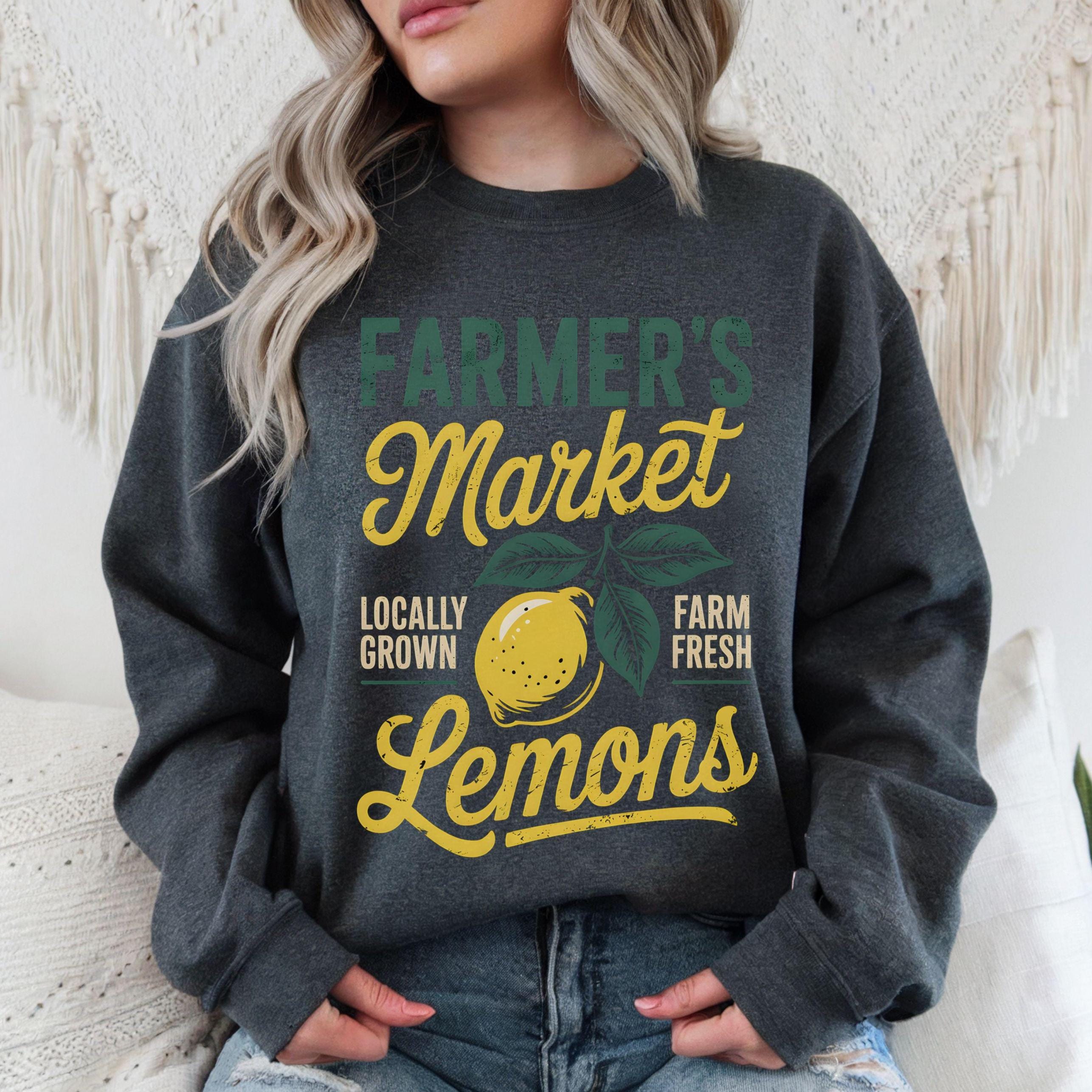ヴィンテージファーマーズマーケットレモンスウェットシャツ、自家製 