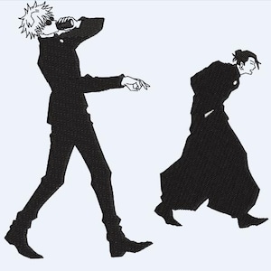 May include: Two black and white silhouettes of people standing side by side. The person on the left is holding a drink and has their arm raised. The person on the right has their arm bent at the elbow and is looking down.