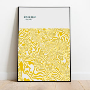 Pikes Peak - Colorado, Rocky Mountains - Contour Print