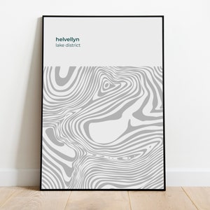 Helvellyn - Lake District - Contour Print