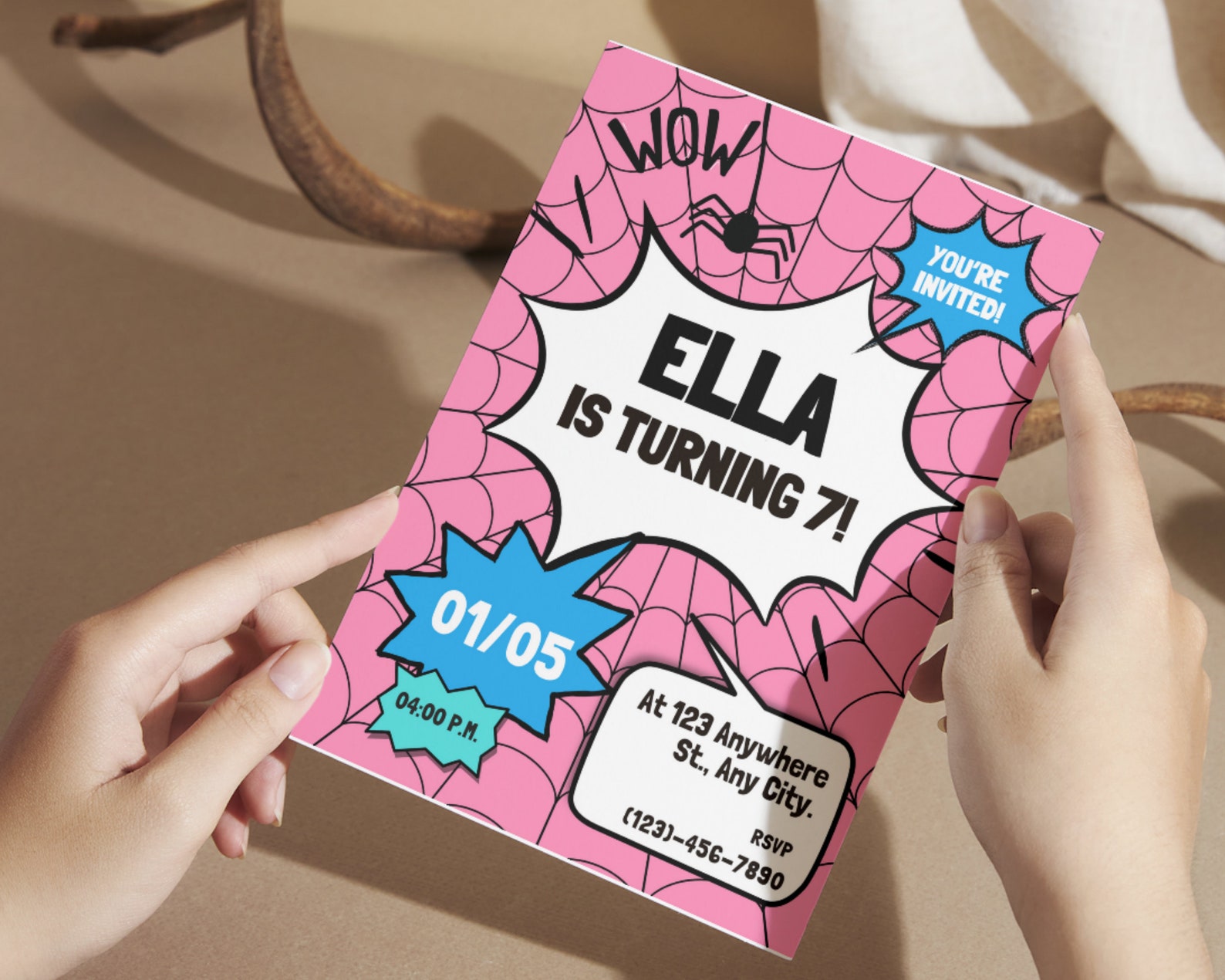 Girl Spiderman Birthday Invitation, 7th Birthday Invitation, Spider ...