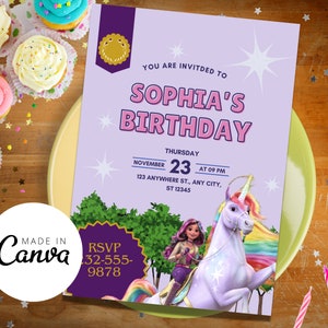 Unicorn Academy Birthday Invitation, Unicorn Academy Sophia, Unicorn Rainbow Birthday Invitation, Unicorn Birthday Invitation