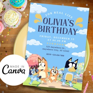 Bluey Birthday Invitation Bluey Digital Invite, Bluey Wackadoo, girl or boy Birthday Invitation Bluey Bingo Birthday Invitation