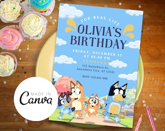 Bluey Birthday Invitation: Wackadoo Digital Invite (PDF)