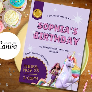 Unicorn Academy Birthday Invitation, Unicorn Academy Sophia, Unicorn Rainbow Birthday Invitation, Unicorn Birthday Invitation