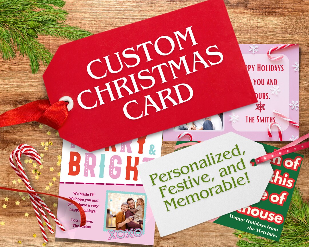 Custom Family Christmas Card With Photo, Personalized Christmas Card