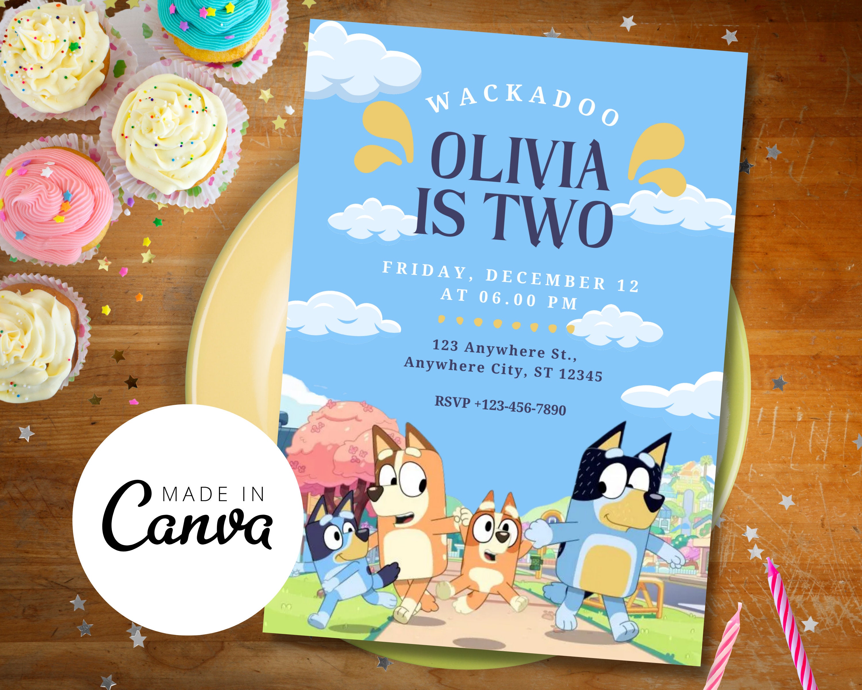 Bluey Wackadoo I'm Two Birthday Party Invitation Bluey Birthday ...