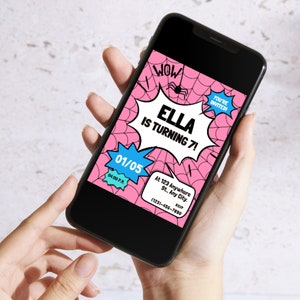 Girl Spiderman Birthday Invitation, 7th Birthday Invitation, Spider ...