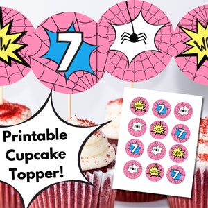 Spiderman Cupcake Toppers Girl, Editable Cupcake Toppers, Ghost Spider Cupcake Toppers, Printable Cupcake Toppers for Birthday Party