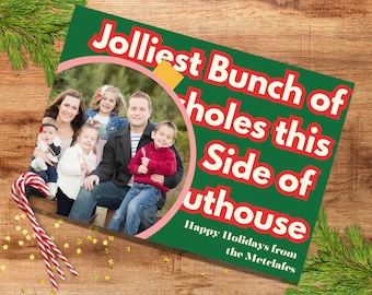 Funny Family Photo Christmas Card: Jolliest Bunch Design (Digital Download)