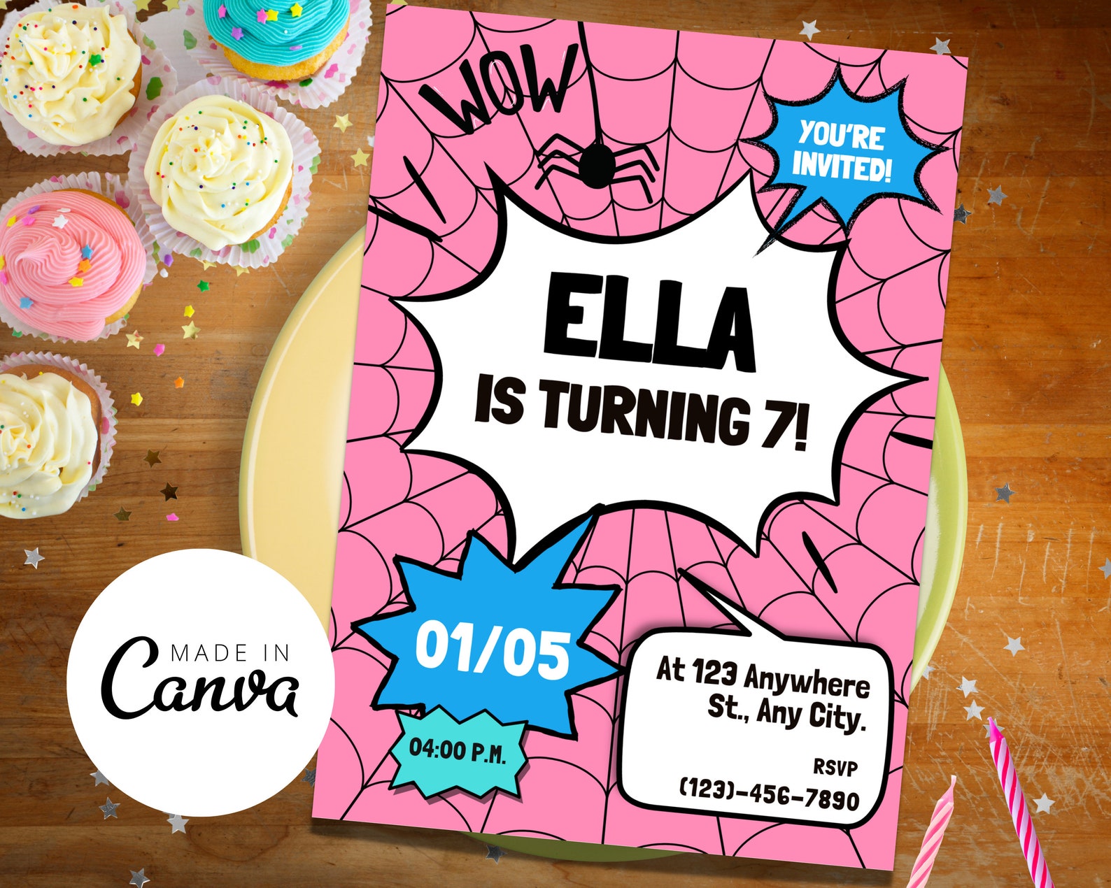 Girl Spiderman Birthday Invitation, 7th Birthday Invitation, Spider ...