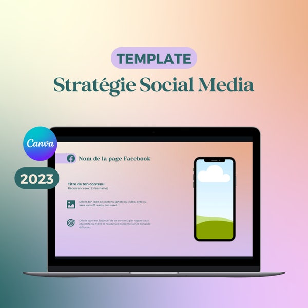 Stratégie de contenu Social Media | Template CANVA 2023