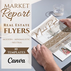 Real Estate Market Report Flyers: Minimalist Realtor Templates (Canva)