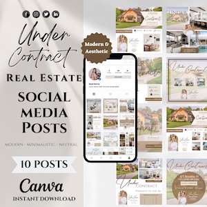 10 Under Contract Social Media Posts | Real Estate Under Contract Instagram Posts | Realtor Marketing | Canva Templates