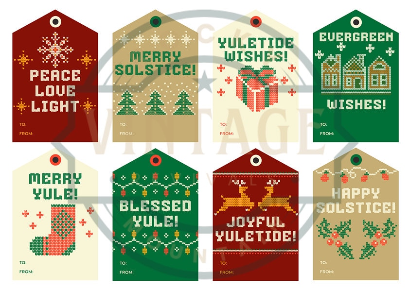 Pagan Gift Tags Printable Solstice Gift Tags Wiccan Gift Tags Vintage ...