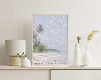 Beach Wedding or Anniversary Poster Style Unique Guestbook 24”x36” (Custom Digital Download, Printable)