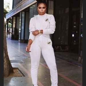 Stylish Women's FAMU Embroidered Sweatsuit Tracksuit.  comfortable and trendy Athletic Set for Florida A&M University Fans.