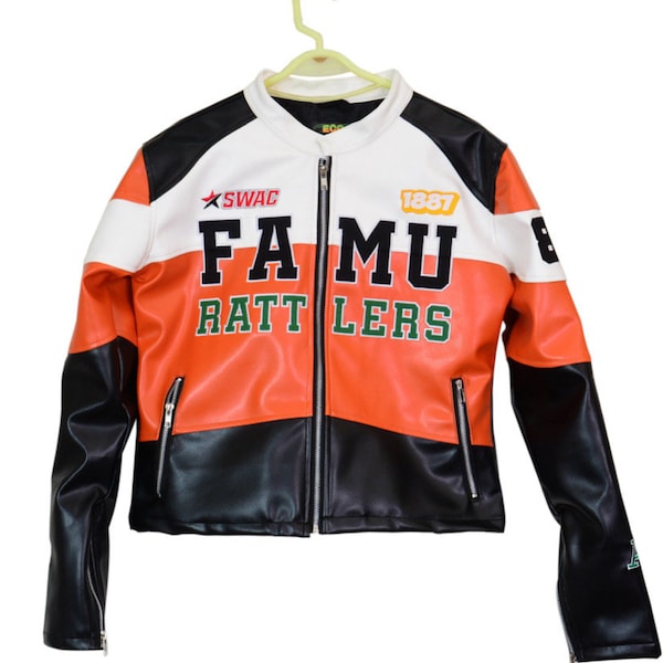 Iconic FAMU Rattlers Vegan Leather Motorcycle Jacket - Top Selling Etsy Style