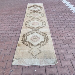 3x12 Rug,Turkish Rug,3x12 Runner,3x12 Runner Rug, Turkish Runner Rug, Vintage Runner,Oushak Runner Rug,Natural Runner Rug, Oushak Runner