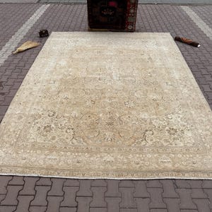 10x13 Rug,10x13 Turkish Rug,10x13 Oushak Rug,10x13 Turkey Rug,10x13 Vintage Rug,Oversize Turkish Rug,Neutral Rug,Wool Handmade Rug,Antique