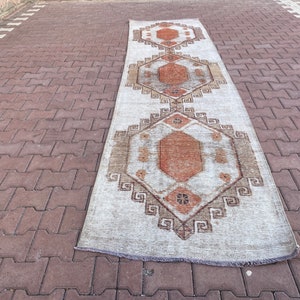 3x12 Runner Rug,Wool Rug,Turkish Runner Rug,Vintage Runner Rug,Oushak Runner Rug,Anatolian Runner,Natural Runner Rug,3x12 Hallway Rug,3x12