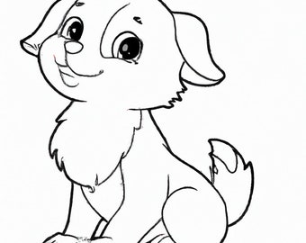 PRINTABLE Cute Puppy Dogs Coloring Page, Digital Download, Hand-drawn ...