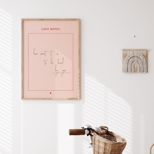 Impresión de cita de guardería rosa, arte de pared de niña coqueta, decoración de habitación de niña vintage, póster de guardería imprimible, nota de amor ruborizada, lindo regalo femenino