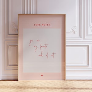 Impresión de arte de pared con nota de amor rosa y coqueta, decoración estética vintage escrita a mano, póster de moda, impresión instantánea, regalo de aniversario romántico
