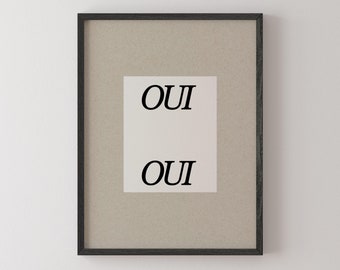 Franse typografieposter, neutrale esthetische print, boerderijmuurkunst, coquetteposter, chique appartementdecor, vintage boho-minimalistisch