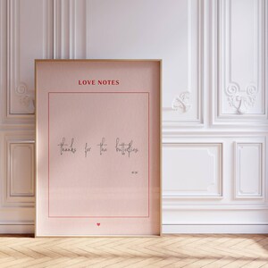 Impresión de nota de amor en color rosa, arte de pared con coqueta roja, regalo del día de San Valentín, decoración de póster estético vintage con carta escrita a mano, imprimible instantáneo femenino
