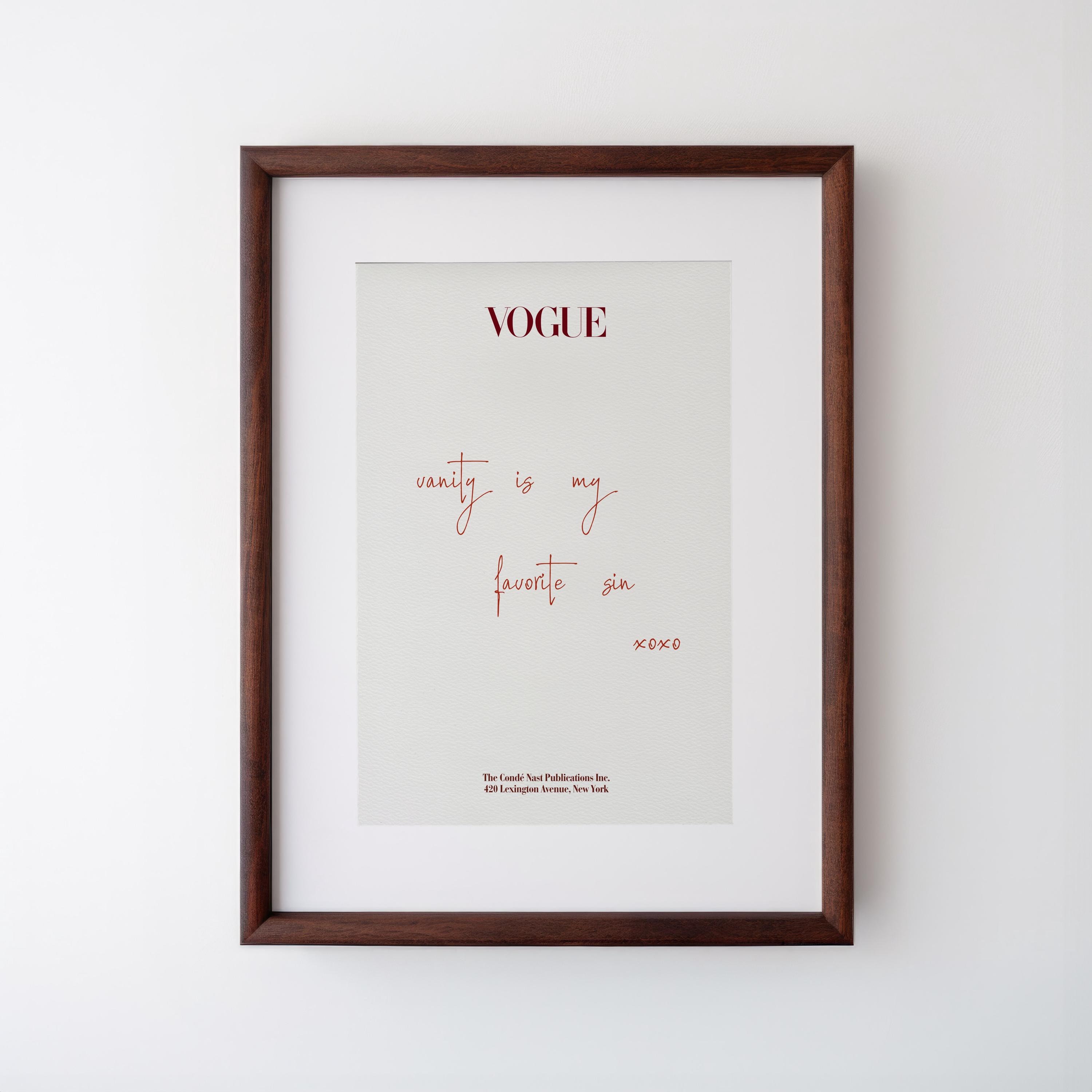 Retro Vogue Poster, Trendy Fashion Print, Old Money Aesthetic Art, Luxury Designer Wall Decor, Handwritten Note Artwork, Chic Red 70s Style