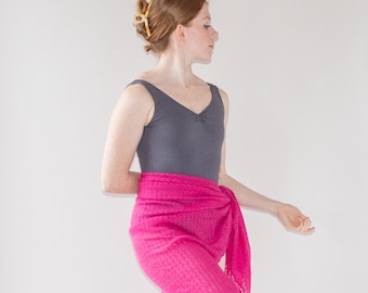 Long Ballet Wrap Shawl in Pink - Handmade Dance Warm Up
