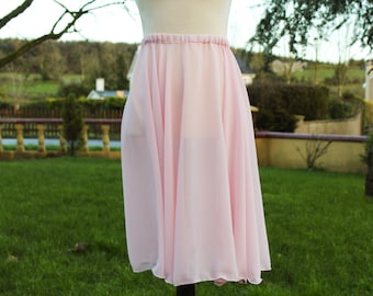 Ballet Rehearsal Skirt in Pale Pink Chiffon. 63 centimetre Ballet Rehearsal Skirt.