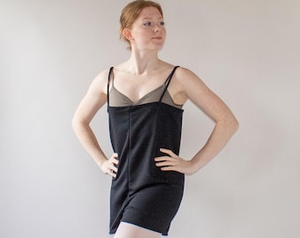 Tutina nera da balletto, taglie XS, S, M, L, realizzata a mano in tessuto felpato, abbigliamento per danza irlandese