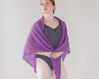 Long Dance Wrap Shawl in Lilac - Ballet Warmup Shawl