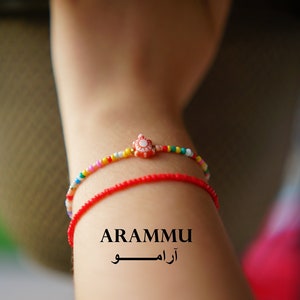 Baby Sea Turtle *Red Set* ||Arammu|| Preppy Bracelet, Turtle Bracelet, Seed Bead Bracelet, Summer Bracelet, Tropical Bracelet, Sea Bracelet