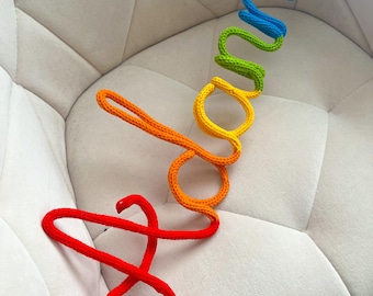 Rainbow Personalised Custom Knitted Wire Name