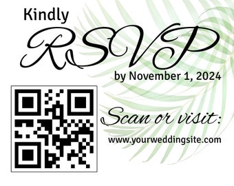 Coastal Palm Wedding RSVP Card | Editable Template | Printable Download | Add Your Own QR Code