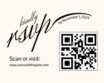 Modern Classic Wedding RSVP Card | Editable Template | Printable Download | Add Your Own QR Code
