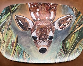 Deer Serving Tray Table Decor Kitchen Accessory Dining Plate Outdoor Entertaining Hostess Gift Forest Theme Nature Inspired Dining Dish Set