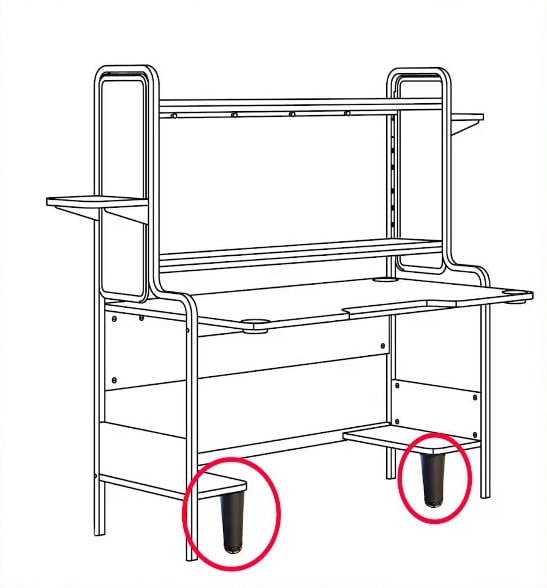 Ikea Fredde Desk Lower Shelf Support Leg - Etsy